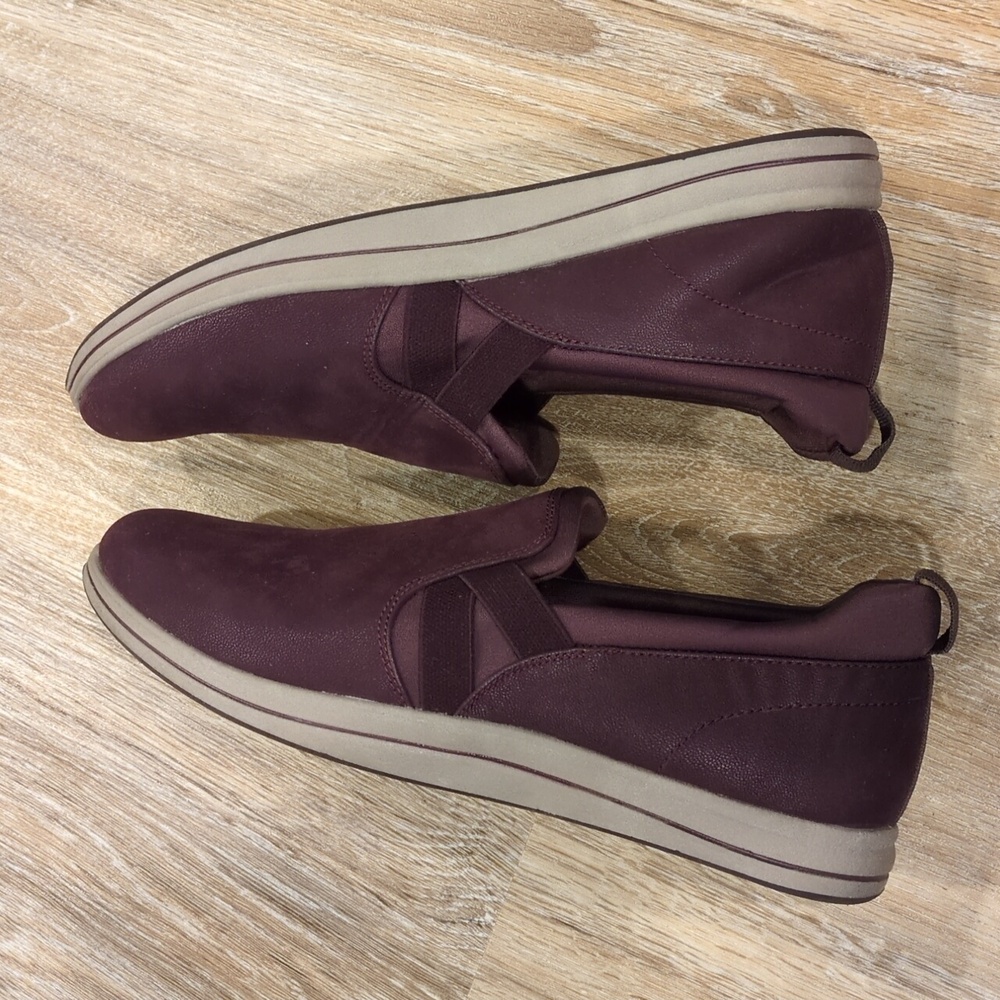 💜Clarks Cloudsteppers Women's Slip-On Plum & Gray Shoes size 8💜 NICE!!!💜 - Picture 7 of 10